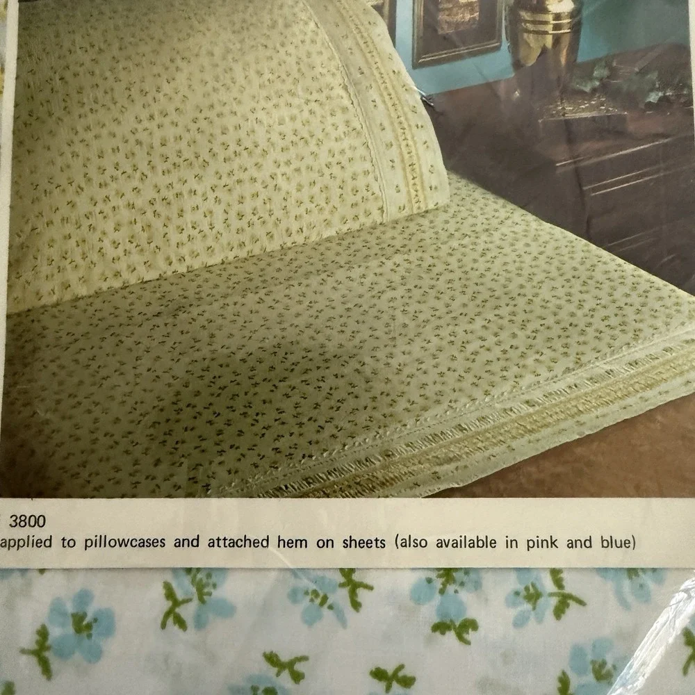Fieldcrest Vintage Double Fitted‎ Sheet Polycotton Floral No Iron Sealed New USA